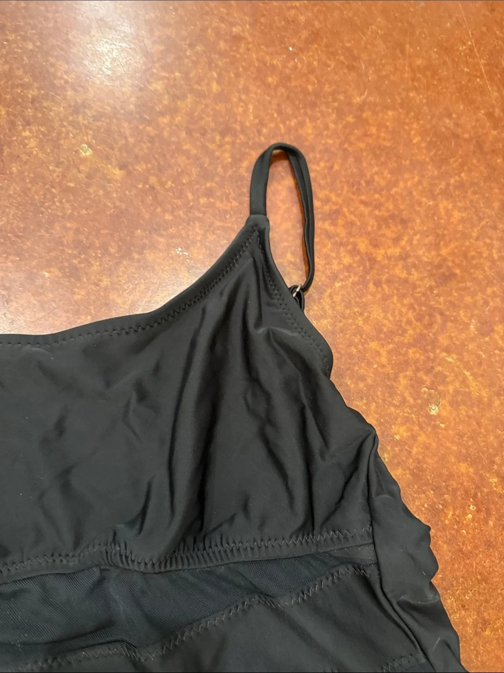 Shade & Shore Black One-Piece Swimsuit with Horizontal Panel Accents